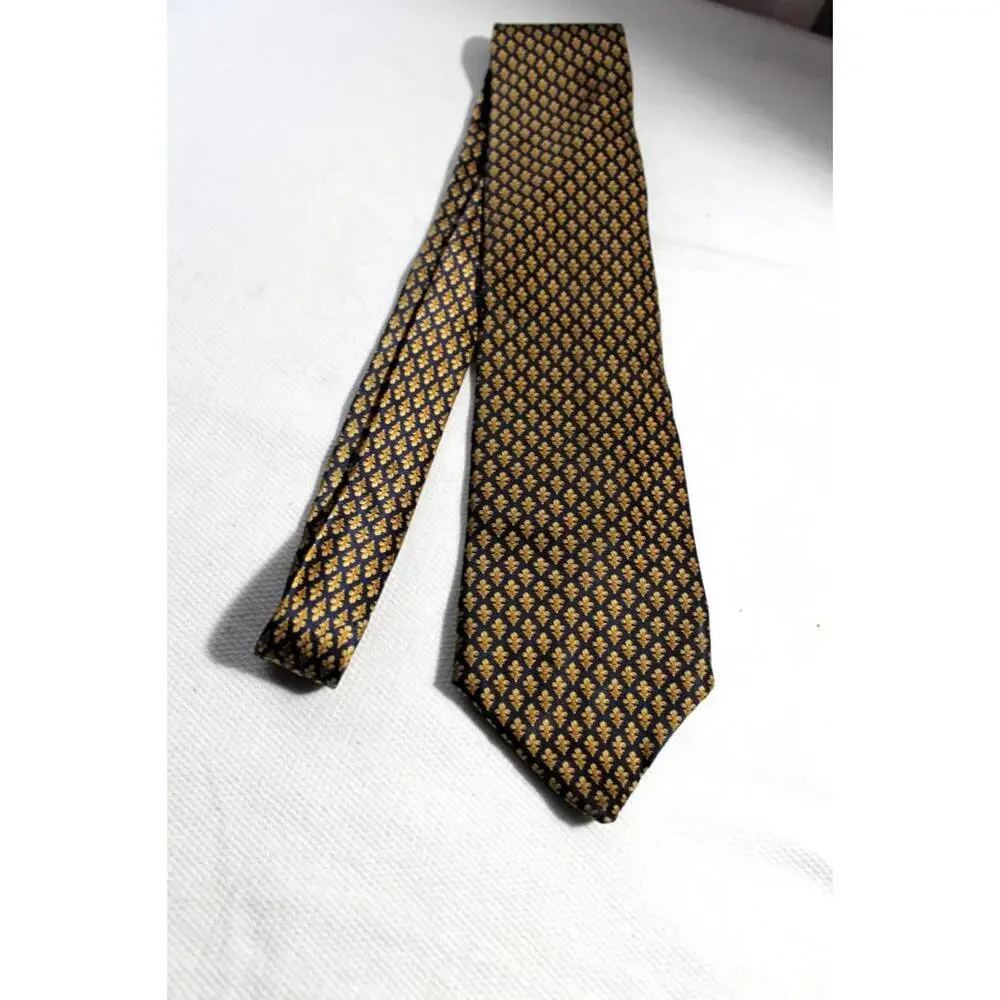 Vintage Cromley & Finch Silk Necktie, Fleur de Lis, 3.75 X 60, XL Big and Tall
